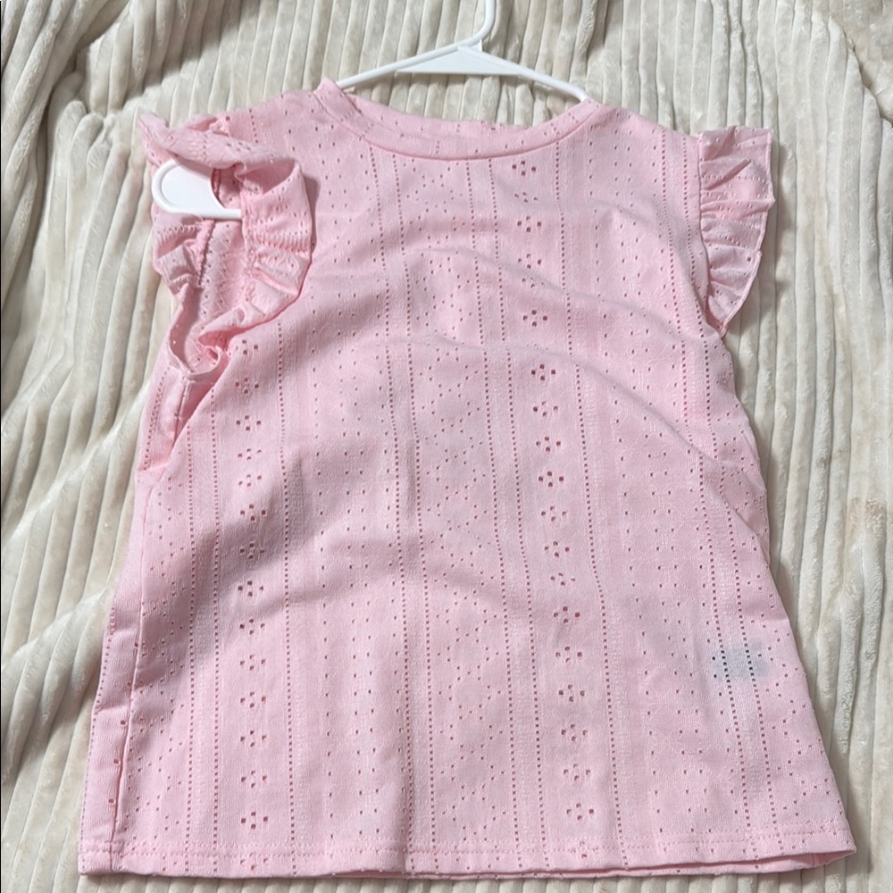 Pink Eyelet Ruffle Sleeve Kids Top